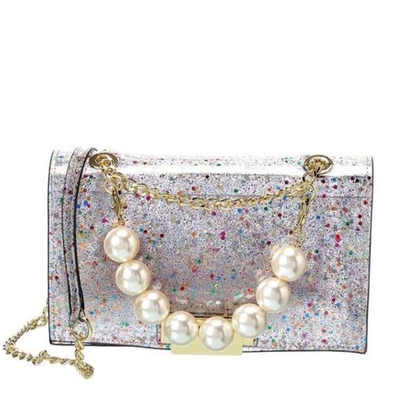 ❤️ZAC POSEN Earthette Pearl Clear Confetti Shoulder Crossbody Purse - Picture 2 of 8